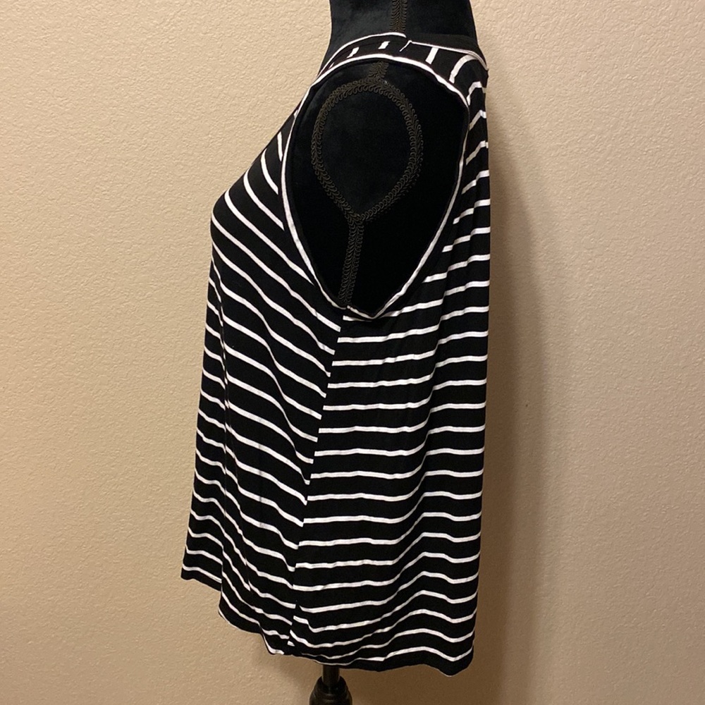 Old Navy Black and White Stripe Luxe Tank Top - Picture 2 of 5